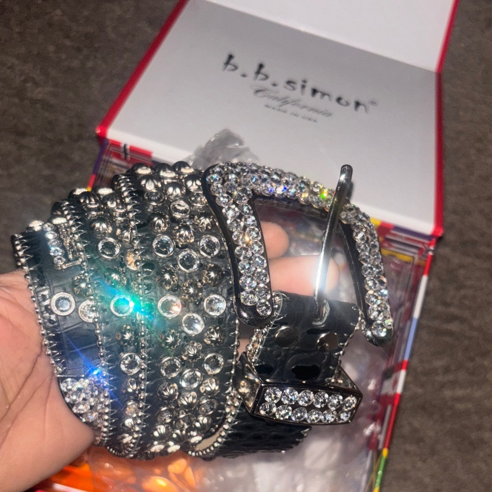 B.B. Simon Black and Silver lavasan Belt